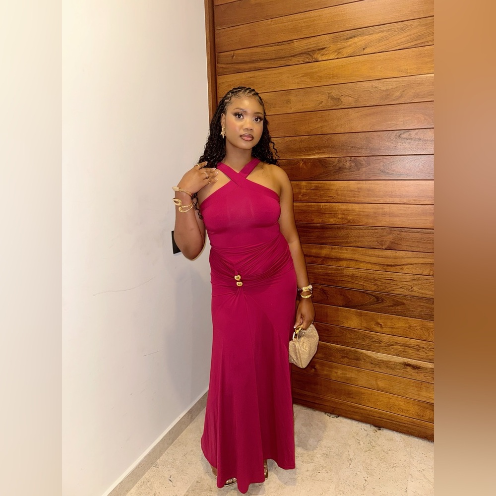 Chic One-Shoulder Burgundy Dress